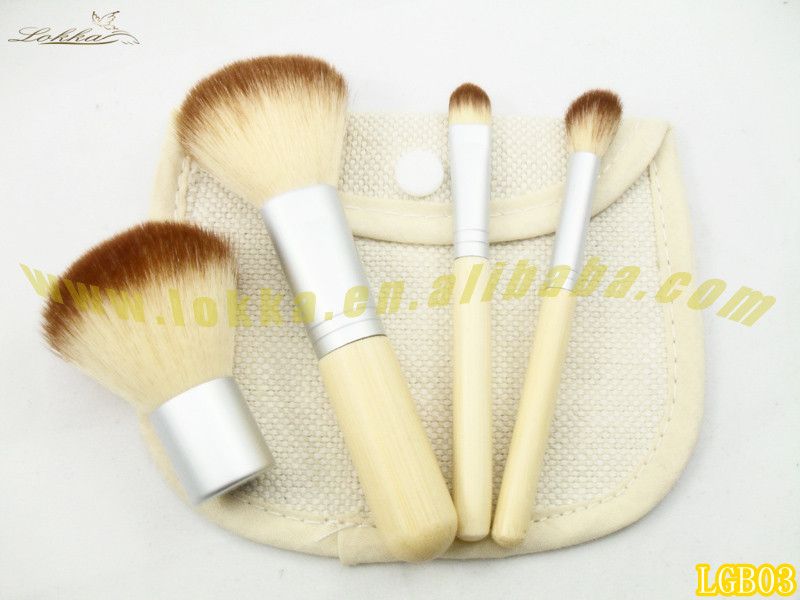 4pcs bamboo makeup brush kit