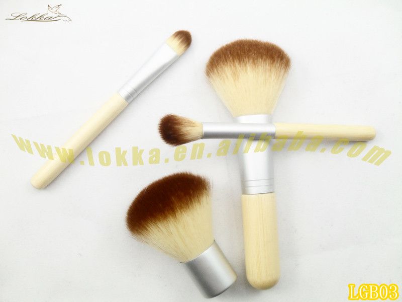 4pcs bamboo makeup brush kit