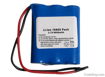 6600mAh 3.7V 18650 Rechargeable litium Battery Pack