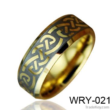 Gold Plated Mens Celtic Tungsten Jewelry Ring 8mm