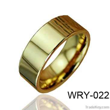 Simple Flat Tungsten Wedding Ring high polish and 18K gold plated