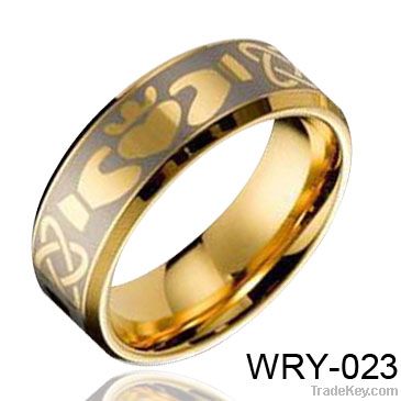 Fashion Masion Tungsten Ring Dome and 18K Gold Plated