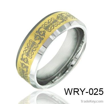 Masionic Tungsten Ring for Men 18K Gold Plated and Laser finished