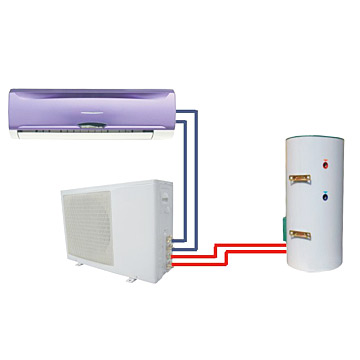 Machine double as air condition and water heater