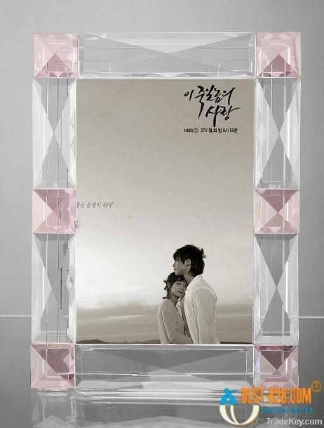 Clear&light pink crystal photo frame