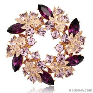 crystal gold brooch, shinning crystal brooch, fashion crystal brooch