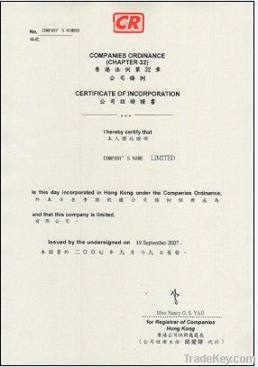 COMPANY REGISTRATION IN HONG KONG