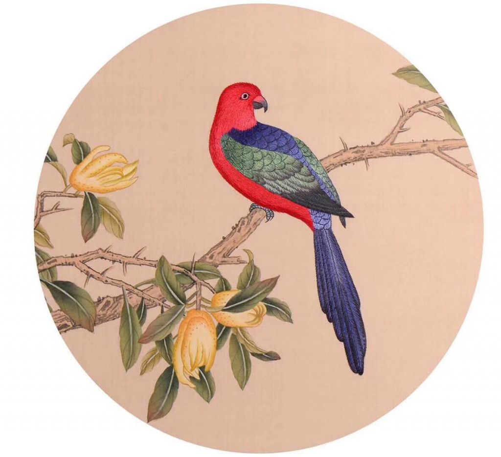 hand-painted silk embroidery wallpaper