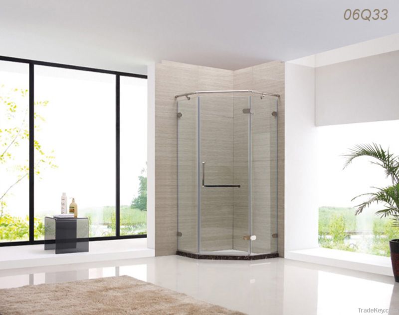 Diamond frameless stainless steel hinged shower enclosure