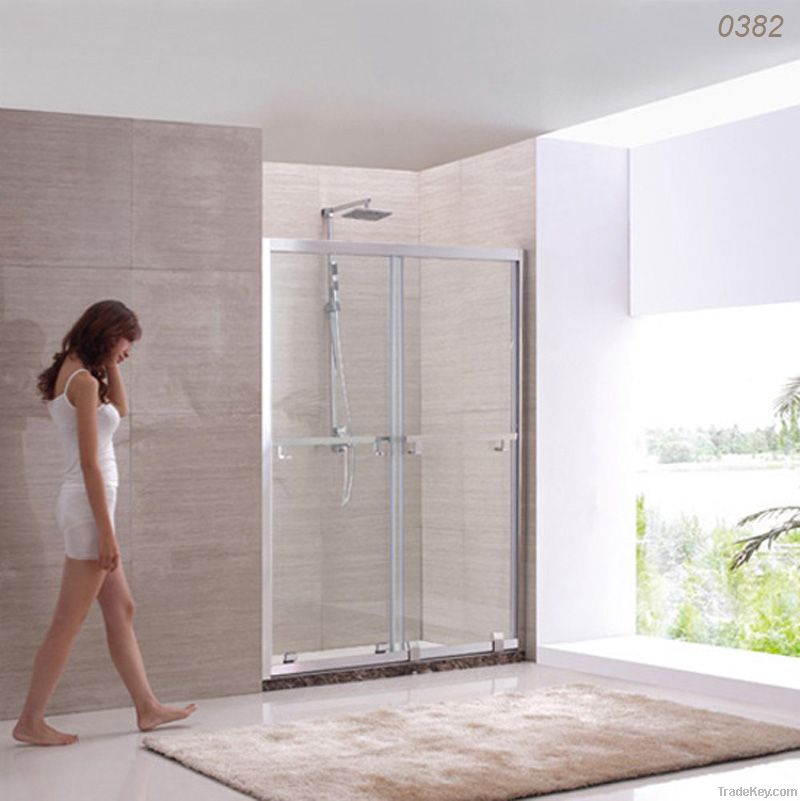 Stainless steel two panels sliding shower door