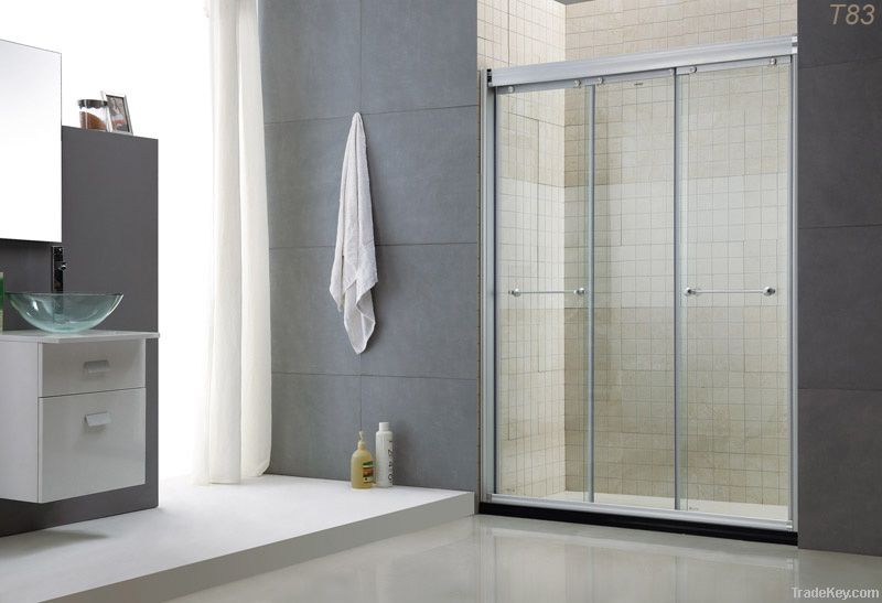 Three panels interaction sliding framing shower door