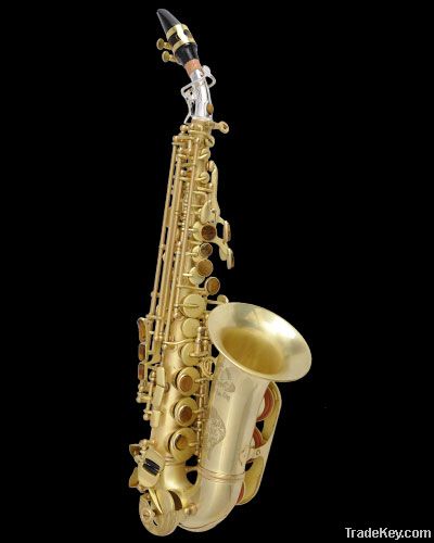 Pro. curved soprano saxophones with gold lacquer