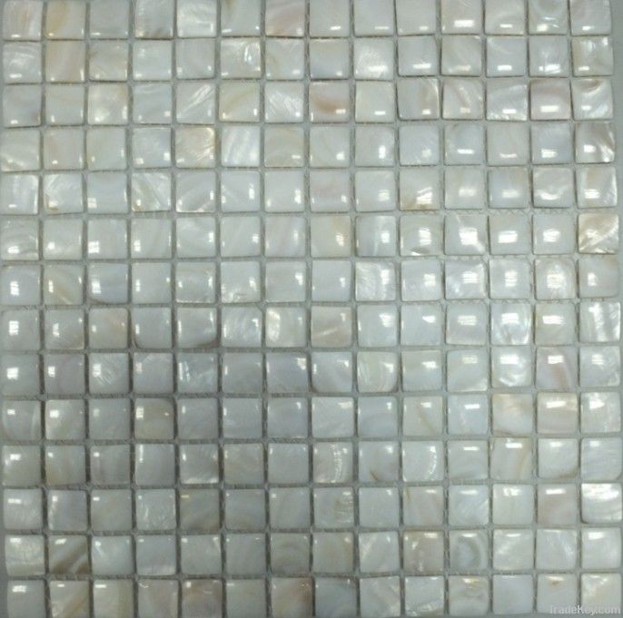 Convex white shell mosaic tile
