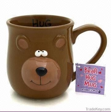 3D Lovely Ceramic Bear Cup, 100% Hand-painted Craft