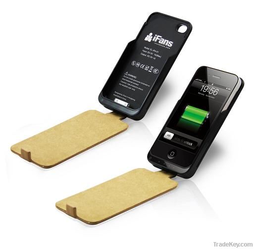 For iphone4 4S accessory -leather battery case cover charger