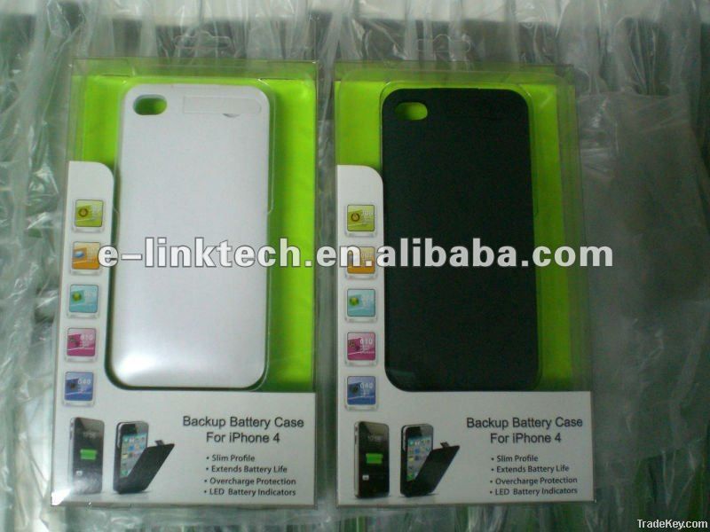 Backup Battery Leather Case FR iPhone 4G