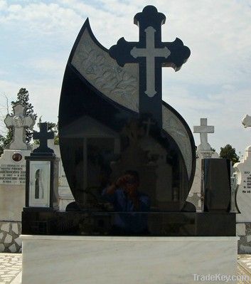 black granite grave tombstone