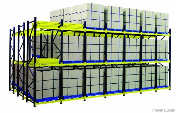 Push back pallet racking