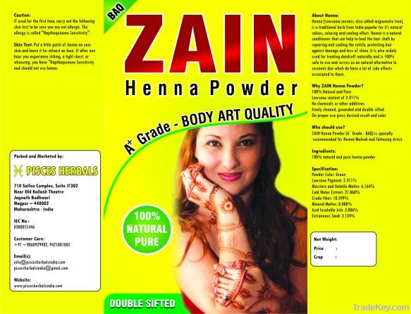Henna Powder - "A+" Grade - Body Art Quality