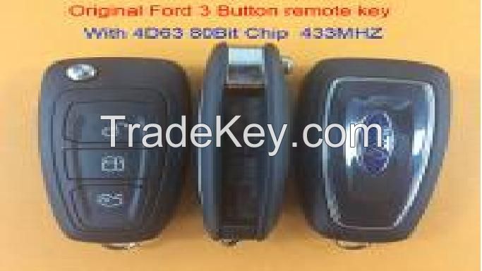 Original Ford 3 button remote key with 433MHZ 4D63 80Bit chip