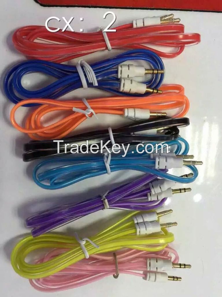 Colorful 3.5mm connector aux car audio cable 1m