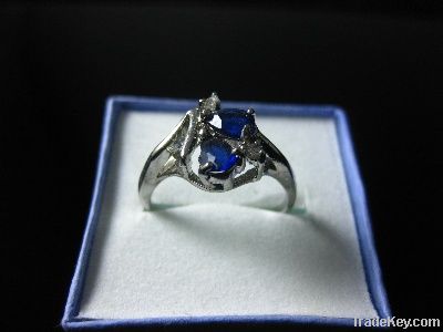 Amazing Blue Sapphire Tears Brilliant Ring 4244