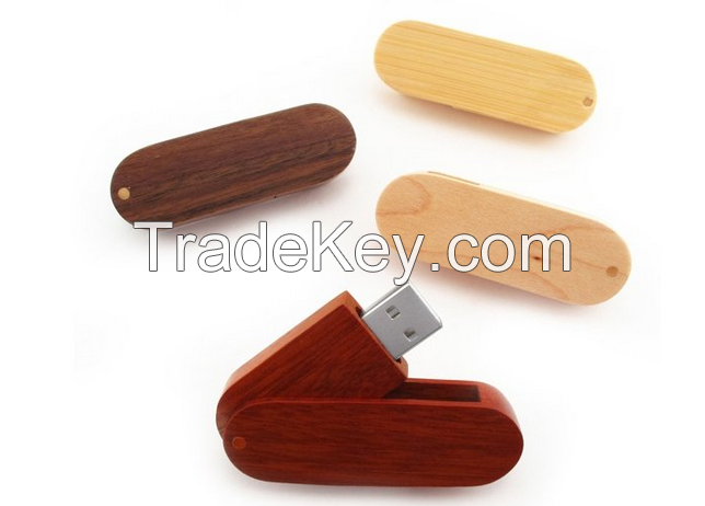 Customized Swivel Wood Flash Drive