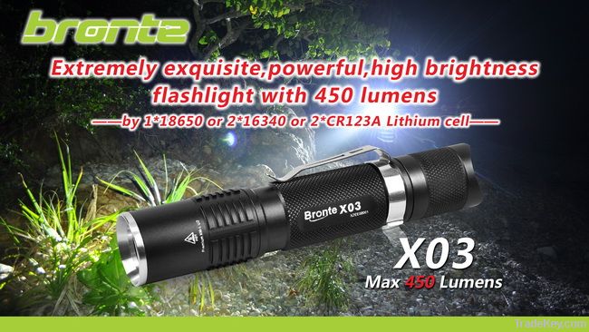 Bronte X03 Extreme durable aluminium cree flashlight with clip