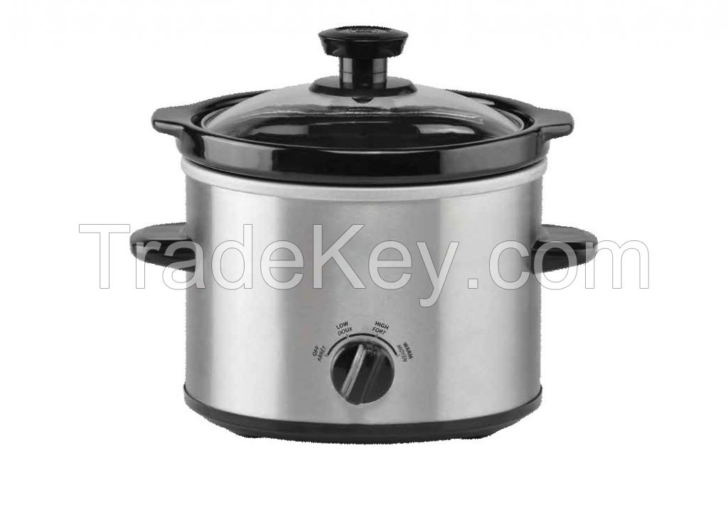 Small Slow Cooker, 2Qt/1.8L, Upgraded Ceramic Pot, Adjustable Temp, Nutrient Loss Reduction, Stainless Steel, Black, Round