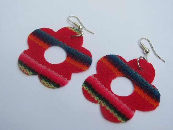 Fabric Multicolor Nickel Silver Earrings