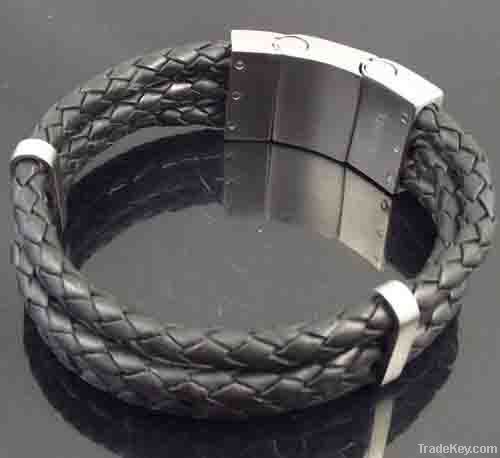 hot sale leather bracelet jewelry with stainless steel clasp