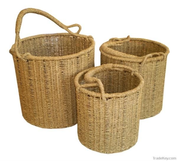 Set of 3 Seagrass Laundry Hamper HL_LA0028