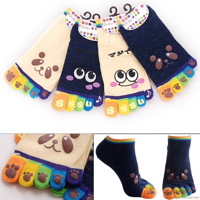 girls' soft cotton ankle toe socks