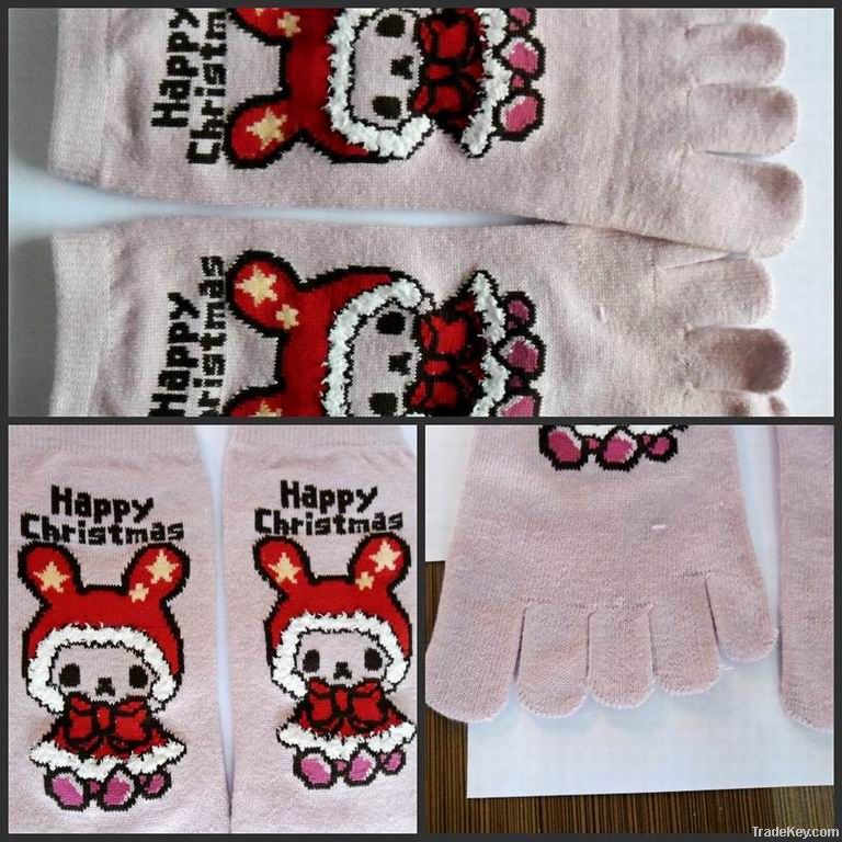 girls' soft christmas cotton ankle toe socks