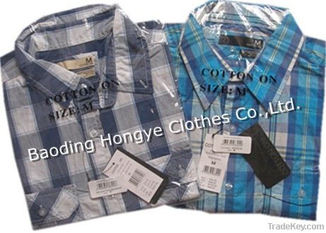 100% mens yarn dyed plaids short sleeve casual shirt