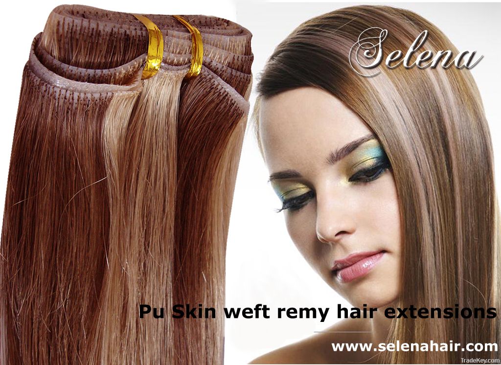 Hand tied skin weft remy human hair extemsions