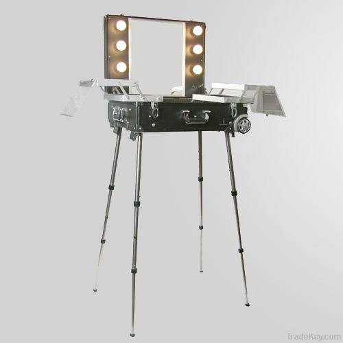 Make up case with stand and light