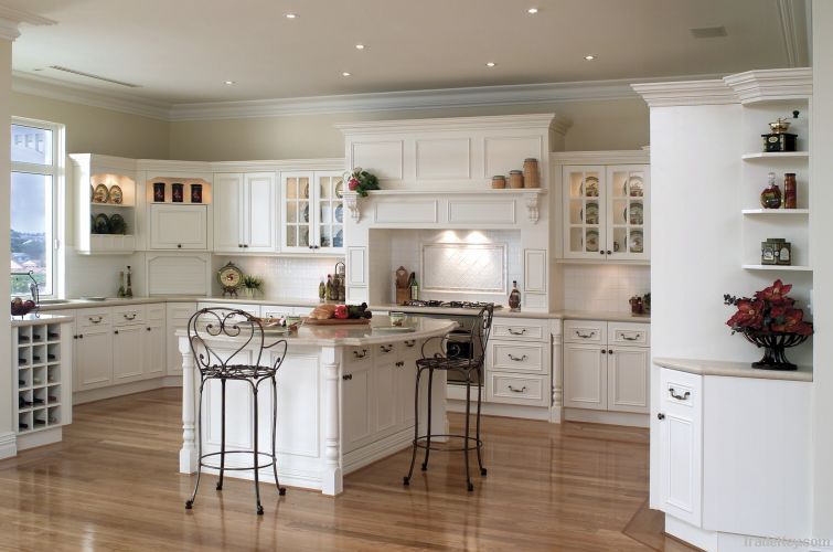 White painted kitchen cabinet