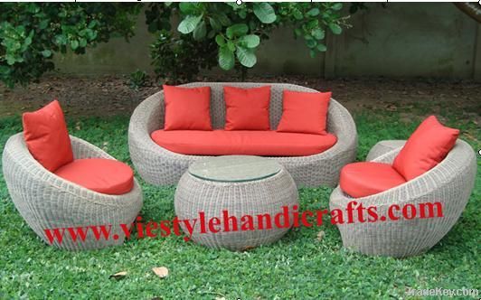 Sofa set ( 2 arm chairs, 1x3 seater sofa, 1 table, 1 stool)