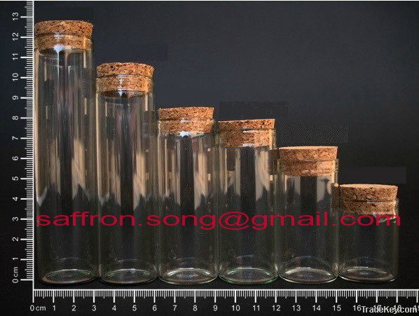 Glass testing tube bottle with cork