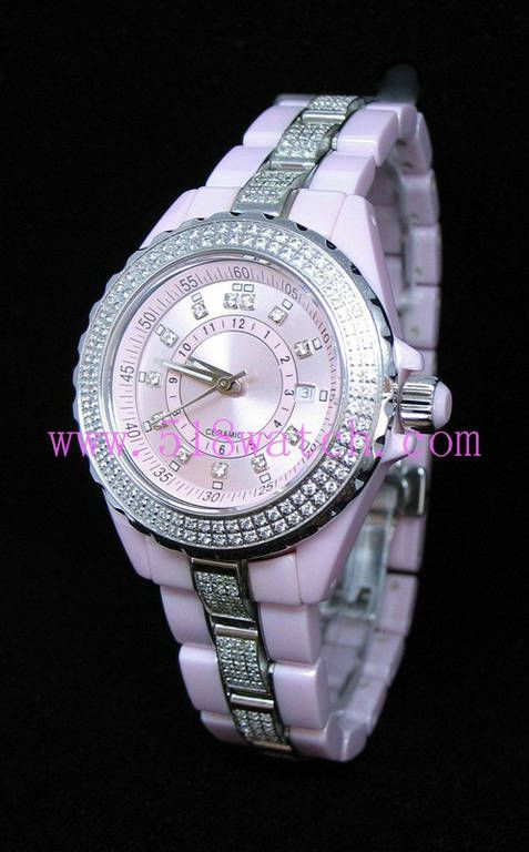 Pink high-tech ceramic watch,lady watches,fashion watches