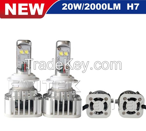 Led Headlight h7 20w 2000 Lumens with high quality