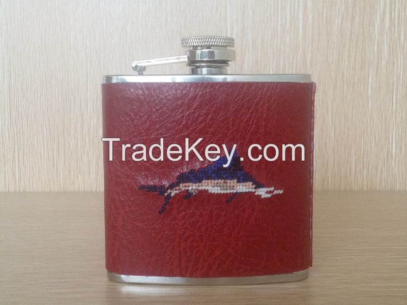 5oz Stainless Steel PU Leather Hip Flask at Cheaper Price