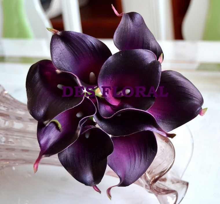Decorative flowers Dark Purple calla lily bundle for wedding decoration