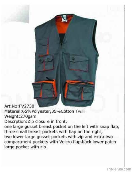 workwear/fishing vest T/C 65/35