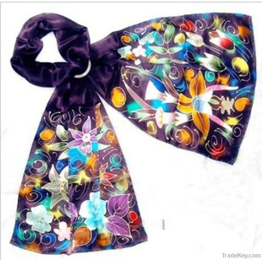 woman girl Hand Painted 100% silk scarf scarves muffler