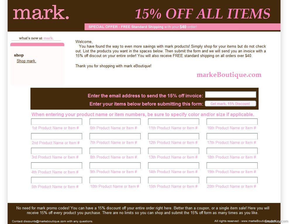 mark Cosmetics 15% off discount, make-up beauty sale, markeBoutique-com