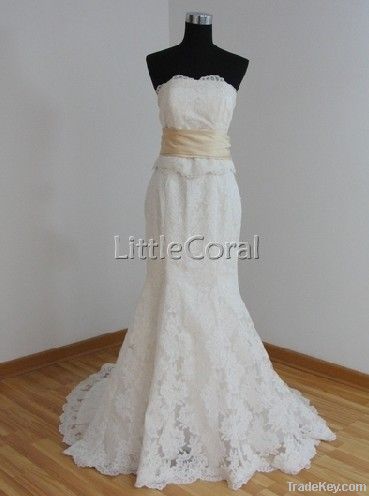 MS26(f)-lace overlay mermaid wedding dress, bridal gown