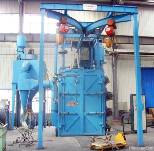 Doble hook miter rail hanging shot blasting machine