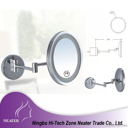 Bathroom wall mounted shaving mirror with led light